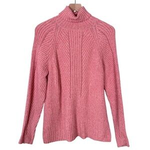 Sundance Toasty Dimensions Silk Blend Ribbed Knit Turtleneck Sweater Pink XL
